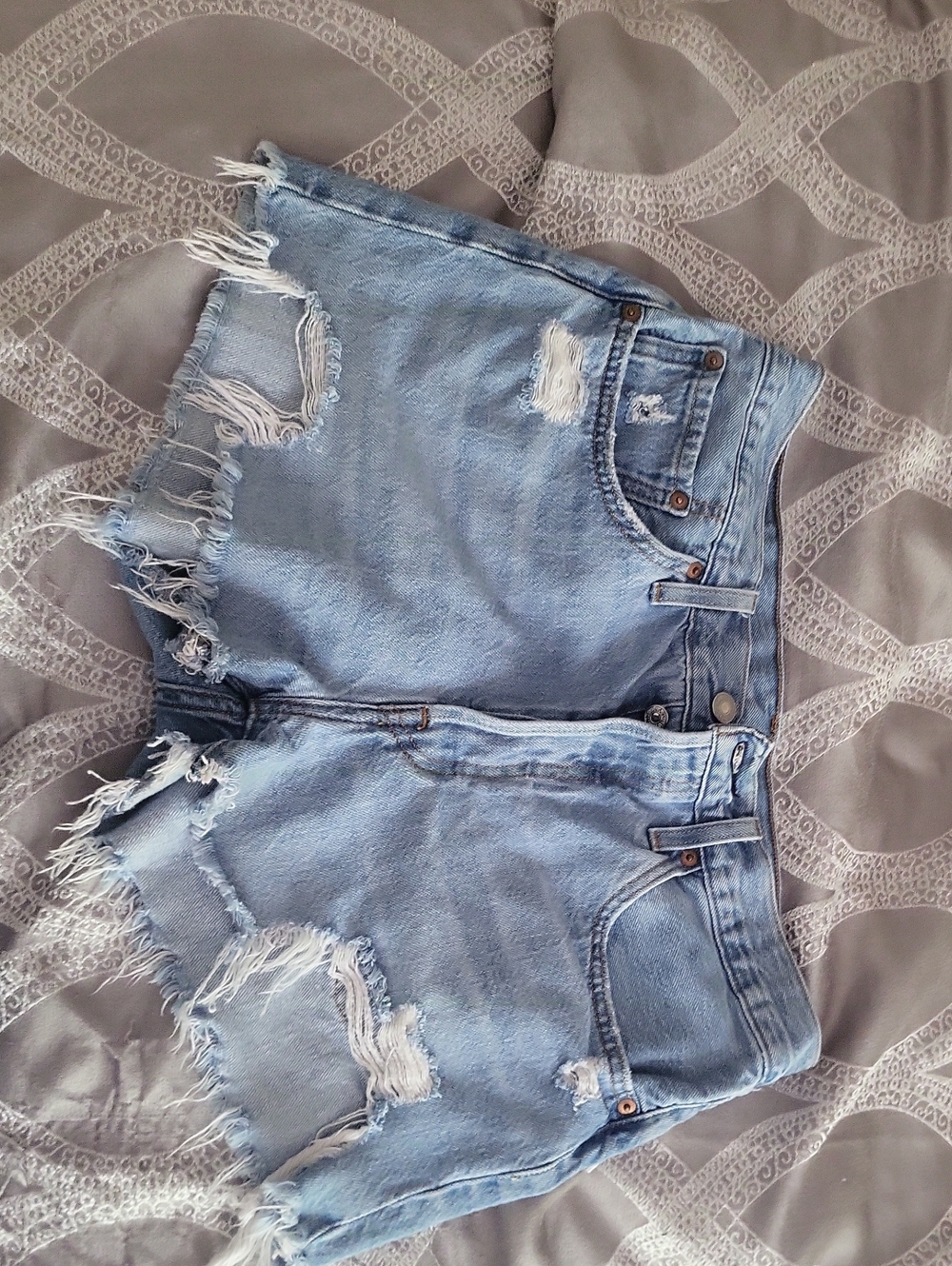 Levi's Light Blue Distressed Denim Cutoff Shorts